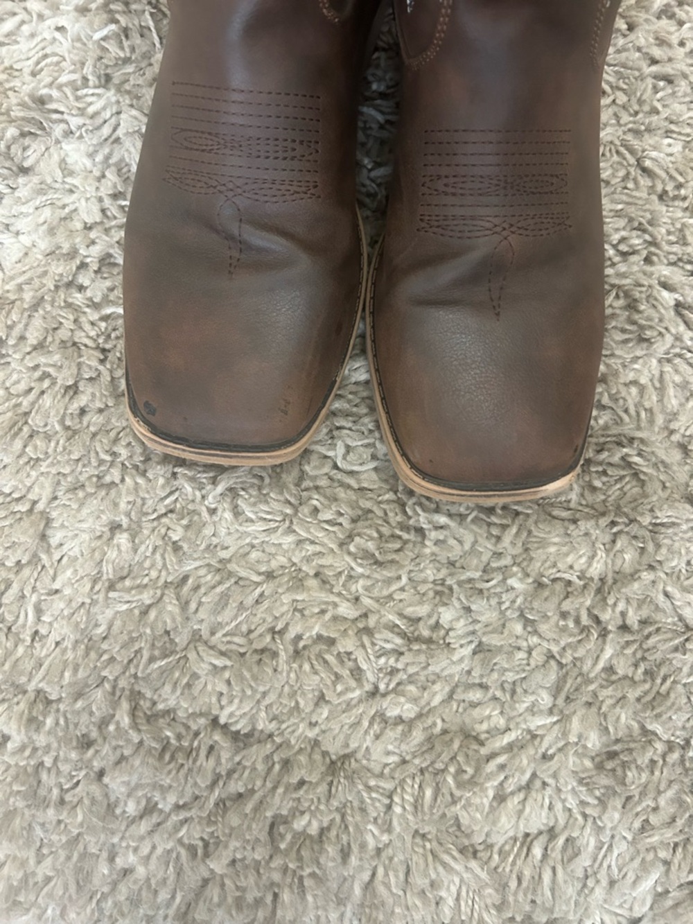 Women’s LUV Brown Leather Square-Toe Cowboy Boots 8.5